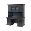 Pemberly Row Traditional Wood Executive Credenza and Hutch Set in Black