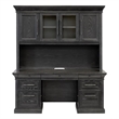 Pemberly Row Traditional Wood Executive Credenza and Hutch Set in Black