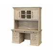 Pemberly Row Traditional Wood Executive Credenza and Hutch Set in Natural Oak