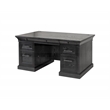 Pemberly Row Traditional Wood Double Pedestal Executive Desk in Black