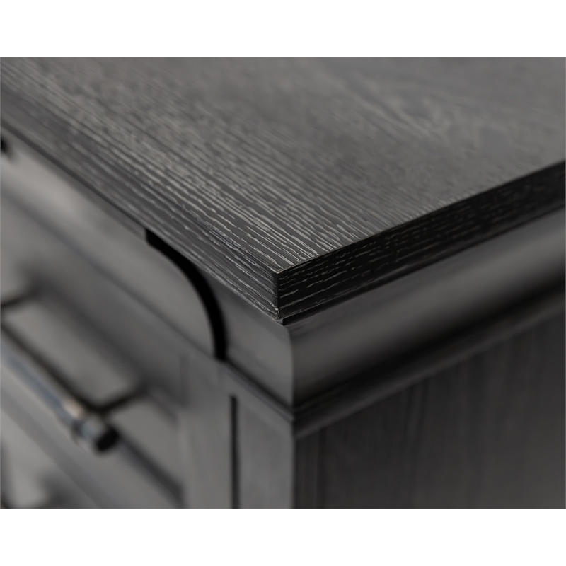 Pemberly Row Traditional Wood Double Pedestal Executive Desk in Black