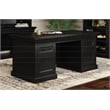 Pemberly Row Traditional Wood Double Pedestal Executive Desk in Black