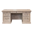 Pemberly Row Traditional Wood Double Pedestal Executive Desk in Natural Oak