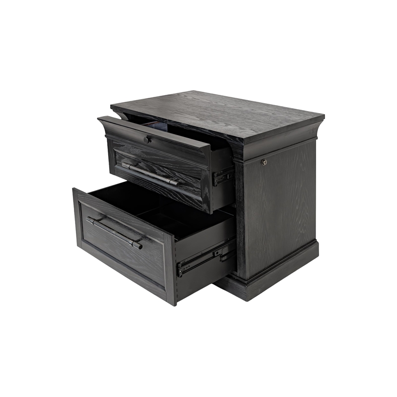 Pemberly Row Traditional Wood 2-Drawer Lateral File Cabinet in Black