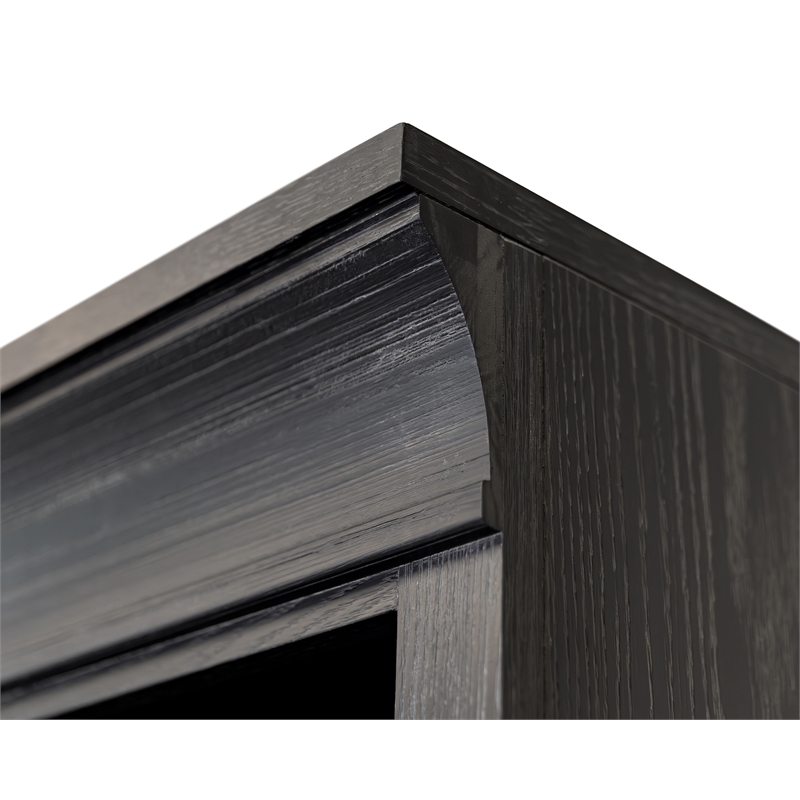 Pemberly Row Traditional Wood Open Bookcase with 4 Shelves in Black