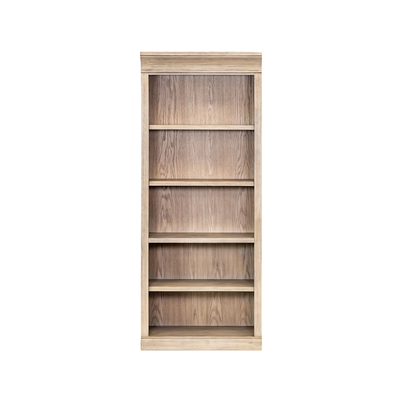 Pemberly Row Traditional Wood Open Bookcase with 4 Shelves in Natural Oak