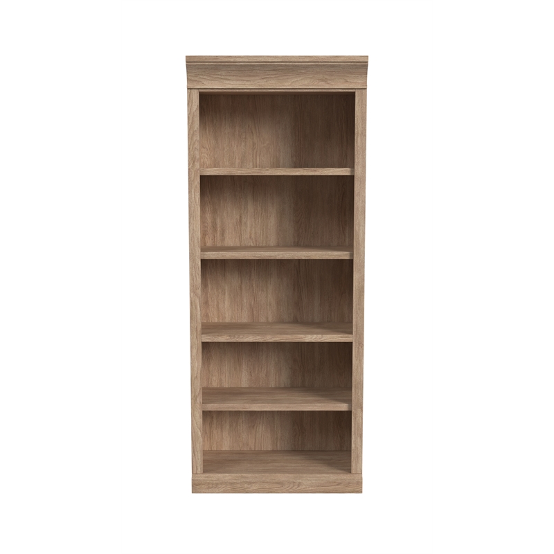 Pemberly Row Traditional Wood Open Bookcase with 4 Shelves in Natural Oak