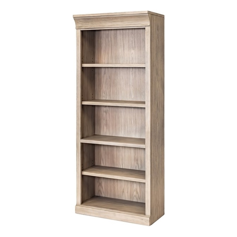 Pemberly Row Traditional Wood Open Bookcase with 4 Shelves in Natural Oak