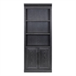 Pemberly Row Wood Bookcase with Doors and Adjustable Shelves in Black