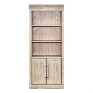 Pemberly Row Wood Bookcase with Doors and Adjustable Shelves in Natural Oak