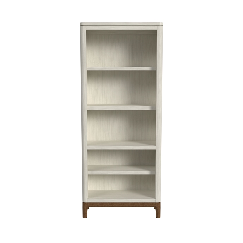 Pemberly Row Contemporary Laminate Wood Open Bookcase in Soft White