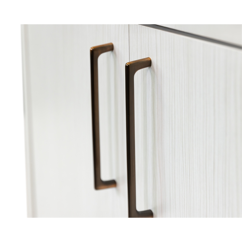 Pemberly Row Contemporary Laminate Wood Bookcase with Doors in Soft White