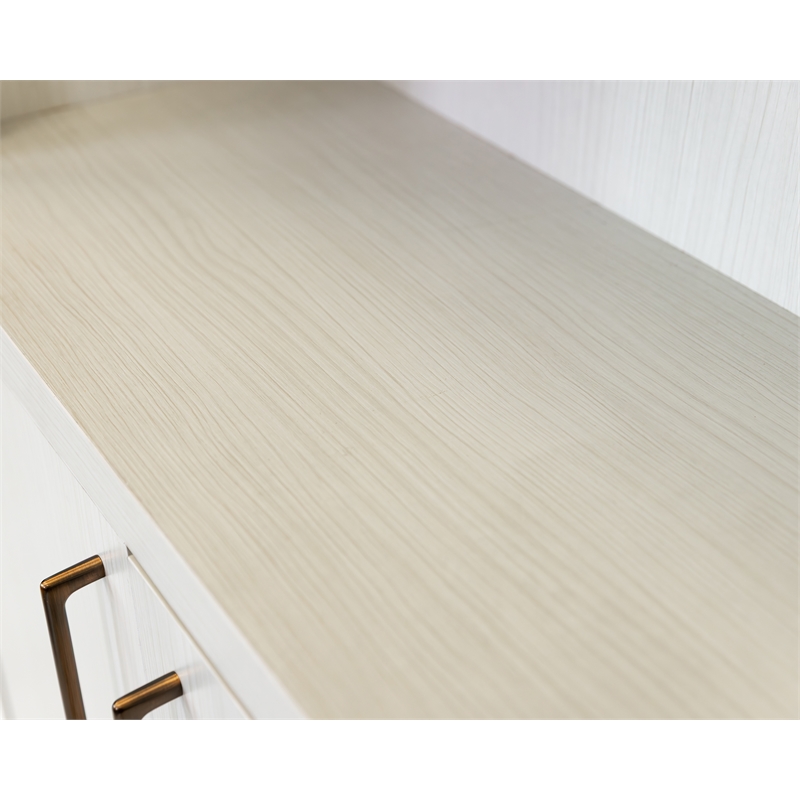 Pemberly Row Contemporary Laminate Wood Bookcase with Doors in Soft White