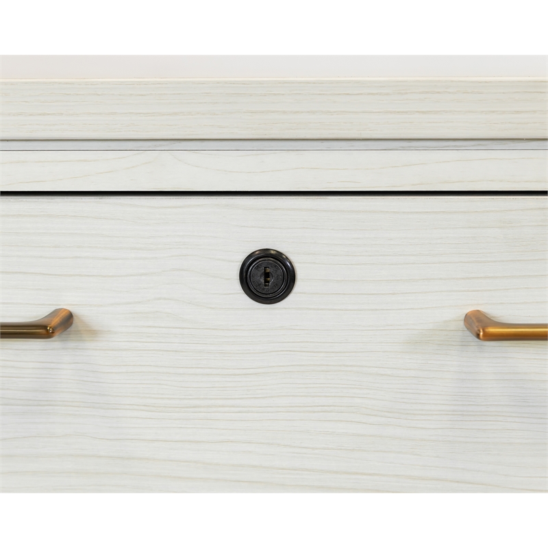 Pemberly Row Contemporary Laminate Wood Lateral File Cabinet in Soft White