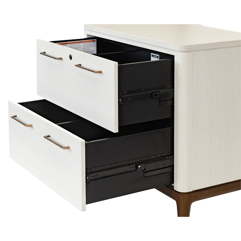 Pemberly Row Contemporary Laminate Wood Lateral File Cabinet in Soft White