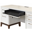 Pemberly Row Contemporary Laminate Double Pedestal Executive Desk in Soft White