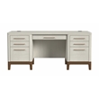 Pemberly Row Contemporary Laminate Double Pedestal Executive Desk in Soft White