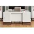 Pemberly Row Contemporary Laminate Double Pedestal Executive Desk in Soft White