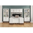 Pemberly Row Contemporary Laminate Double Pedestal Executive Desk in Soft White