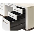 Pemberly Row Contemporary Laminate Double Pedestal Executive Desk in Soft White