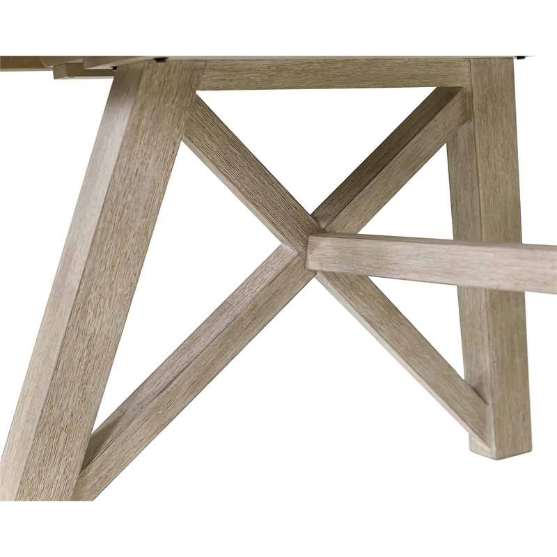 Pemberly Row Rectangular Extension Dining Table with X-Base in Light Tan