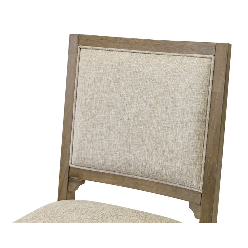 Pemberly Row Upholstered Dining Chairs Set of 2 with Solid Wood Frame in Brown