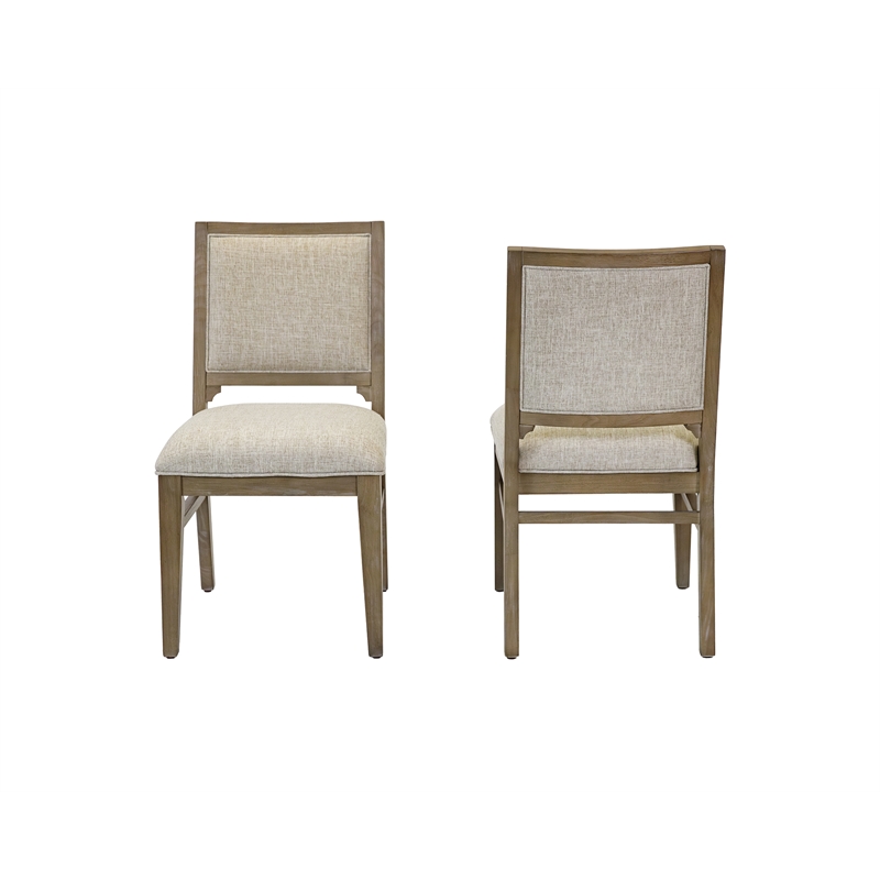 Pemberly Row Upholstered Dining Chairs Set of 2 with Solid Wood Frame in Brown