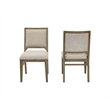 Pemberly Row Upholstered Dining Chairs Set of 2 with Solid Wood Frame in Brown
