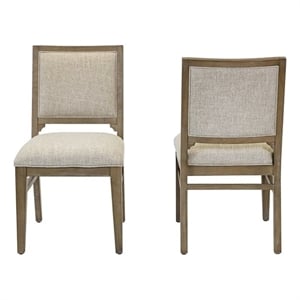 Pemberly Row Upholstered Dining Chairs Set of 2 with Solid Wood Frame in Brown