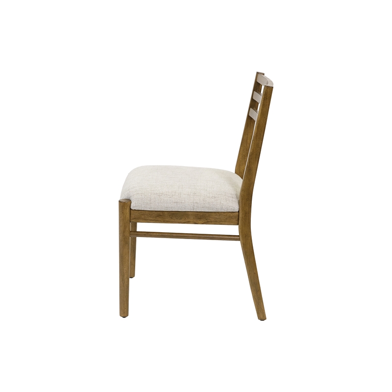 Pemberly Row Modern Slat Back Upholstered Dining Chairs Set of 2 in Brown