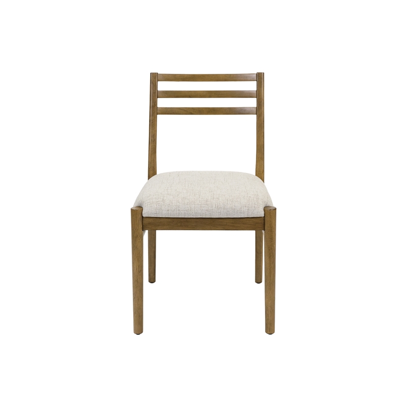 Pemberly Row Modern Slat Back Upholstered Dining Chairs Set of 2 in Brown