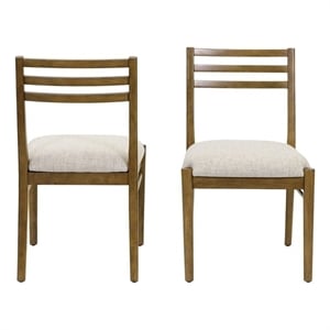 Pemberly Row Modern Slat Back Upholstered Dining Chairs Set of 2 in Brown