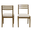 Pemberly Row Modern Slat Back Upholstered Dining Chairs Set of 2 in Brown
