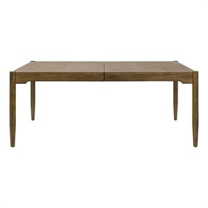 Pemberly Row Modern Wood Rectangular Extension Dining Table with Leaf in Brown