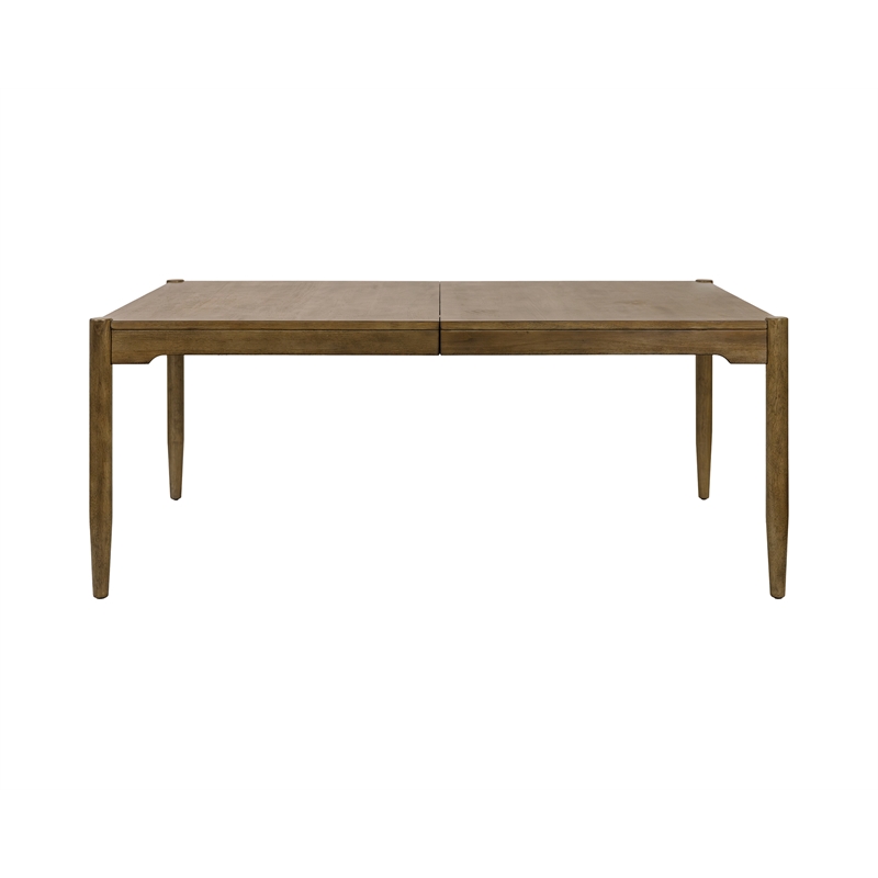 Pemberly Row Dining Table Set with 6 Chairs and Extension Leaf in Brown