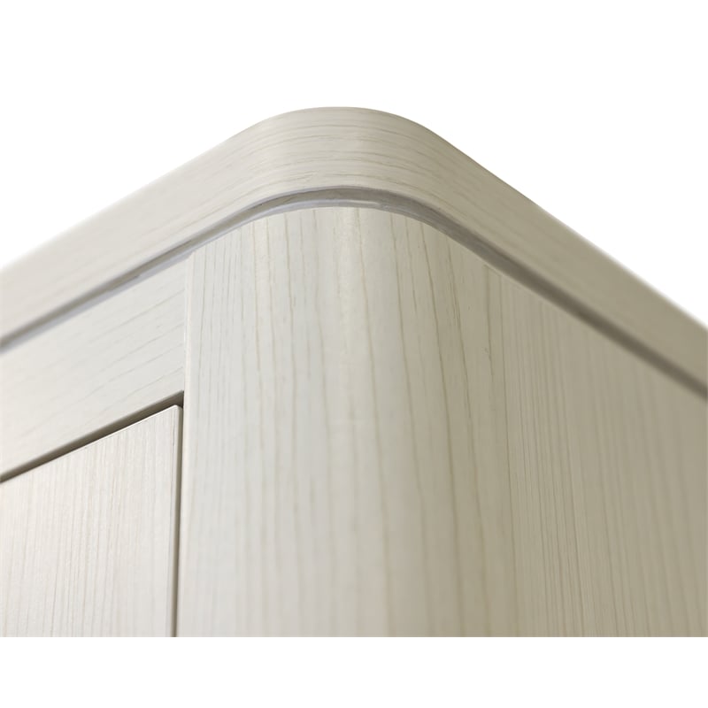 Pemberly Row Contemporary Laminate Wood Hutch with 4 Doors in Soft White