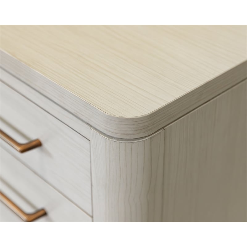 Pemberly Row Contemporary Laminate Wood Credenza Desk in Soft White