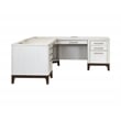 Pemberly Row Contemporary Laminate Wood L-Desk and Return in Soft White