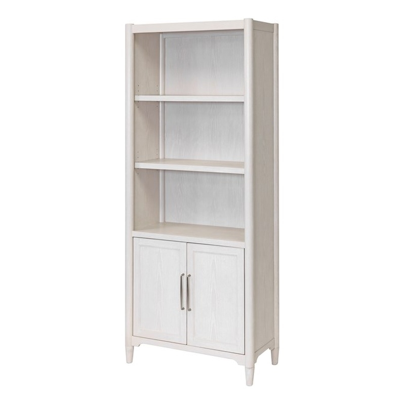 Pemberly Row Fully Assembled Bookcase with Doors & Adjustable Shelves in White