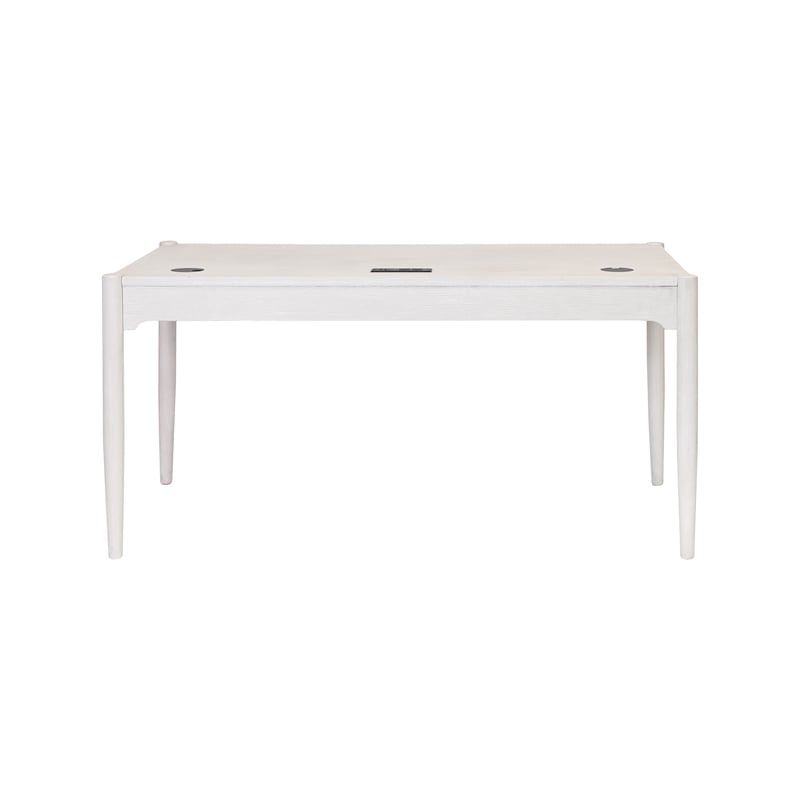 Pemberly Row Modern Wood Writing Desk with Ball Bearing Drawers in White