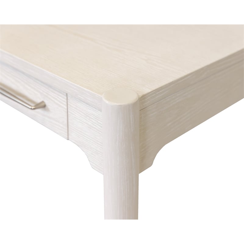Pemberly Row Modern Wood Writing Desk with Ball Bearing Drawers in White