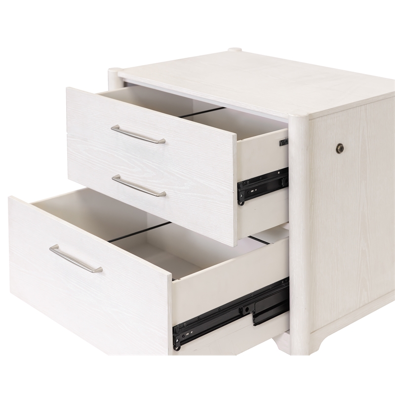 Pemberly Row Lateral File Cabinet with Locking Drawer Fully Assembled in White