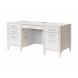 Pemberly Row Wood Credenza Desk w/ Hutch & File Drawers Fully Assembled in White