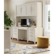 Pemberly Row Wood Credenza Desk w/ Hutch & File Drawers Fully Assembled in White