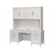 Pemberly Row Wood Credenza Desk w/ Hutch & File Drawers Fully Assembled in White