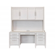 Pemberly Row Wood Credenza Desk w/ Hutch & File Drawers Fully Assembled in White