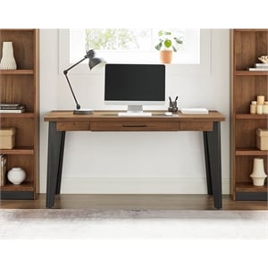 Pemberly Row 60&quot Acacia Wood Writing Desk with Power Center in Medium Brown