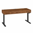 Pemberly Row Acacia Wood Electric Sit-Stand Desk with Power Center in Brown