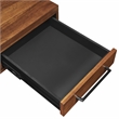 Pemberly Row Acacia Wood Electric Sit-Stand Desk with Power Center in Brown