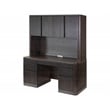 Pemberly Row Executive Credenza & Hutch with Fluted Tambour Detail in Chocolate